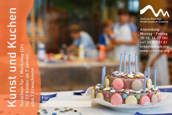 Abbildung eines Gutscheins für einen Kinder-Geburtstagsworkshop im Creavivia